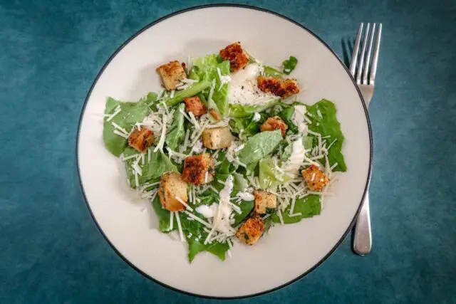 salad with homemade croutons