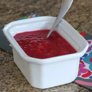 rhubarb compote in a serving container