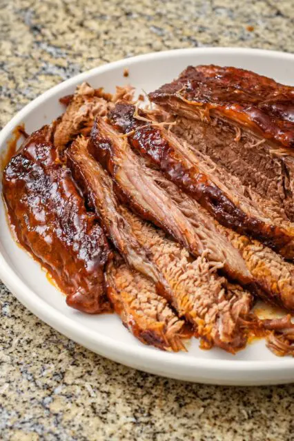 slow cooker beef brisket with beer barbecue sauce