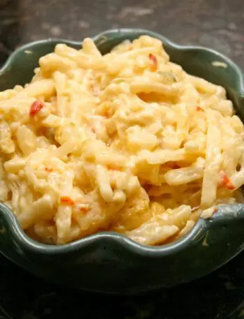 slow cooker hash brown casserole in a bowl