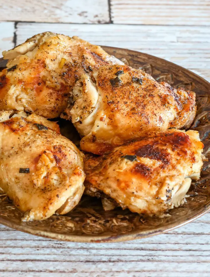 slow cooker chicken thighs on a plate