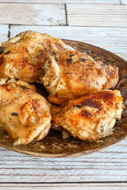 slow cooker chicken thighs on a plate