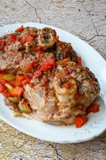 slow cooker osso buco on a platter