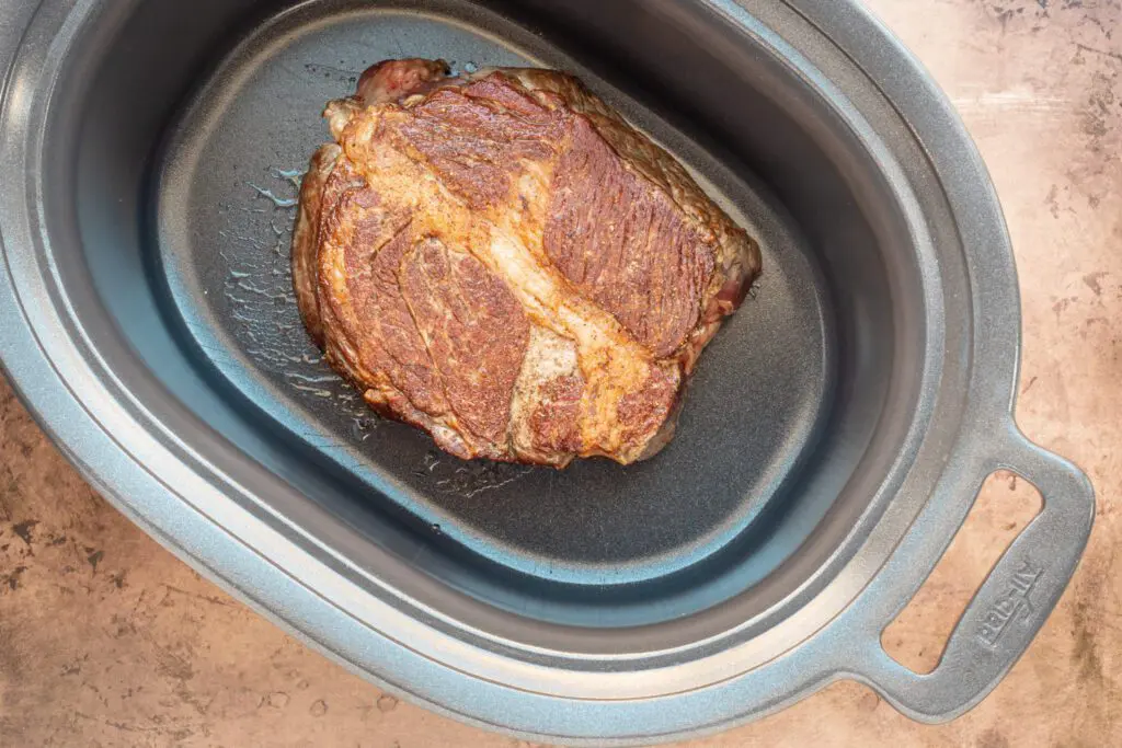 seared pot roast in the slow cooker