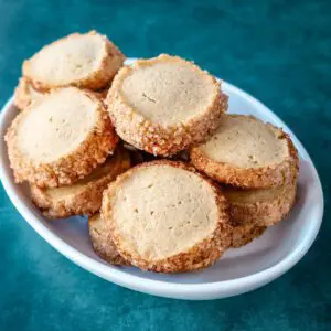 a small tray of snickerdoodle sable cookies