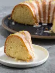 sour cream lemon cake on a plate
