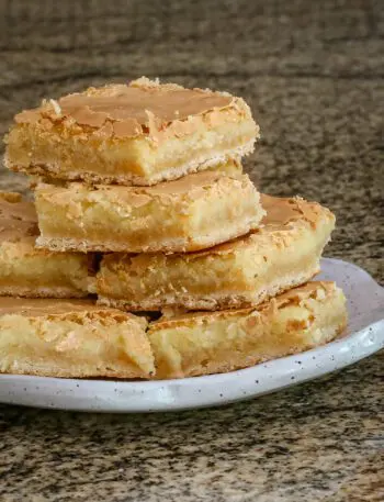 chess squares stacked on a plate