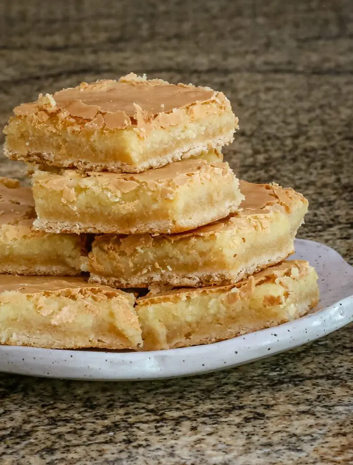 chess squares stacked on a plate