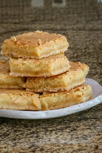 chess squares stacked on a plate