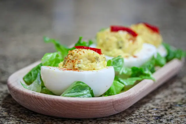 plate of southern style deviled eggs
