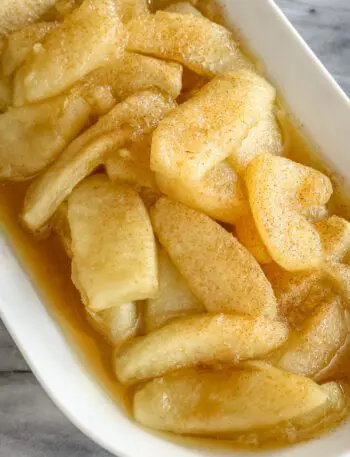 fried apples on a serving tray