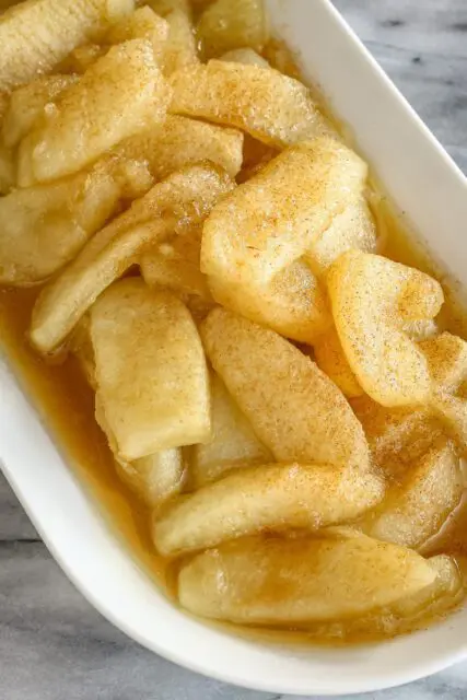 fried apples on a serving tray