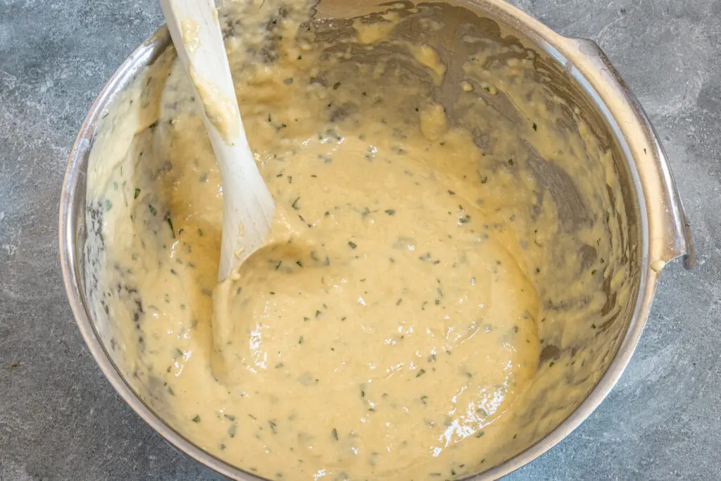 spaetzle batter with herbs, ready to cook