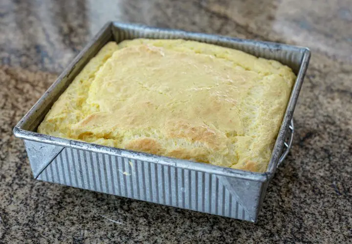 a pan of freshly baked southern spoonbread