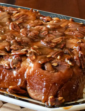 Sticky buns on a large platter