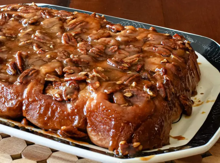 Sticky buns on a large platter