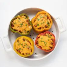 stuffed peppers with melted cheese topping