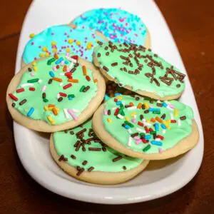 sugar cookies on a tray