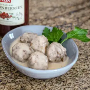 swedish meatballs in a small dish