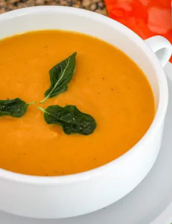 A bowl of roasted sweet potato soup