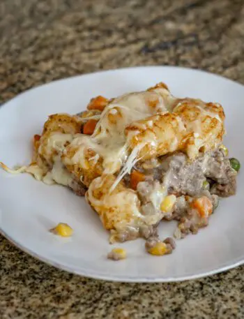 A plate of tater tot casserole