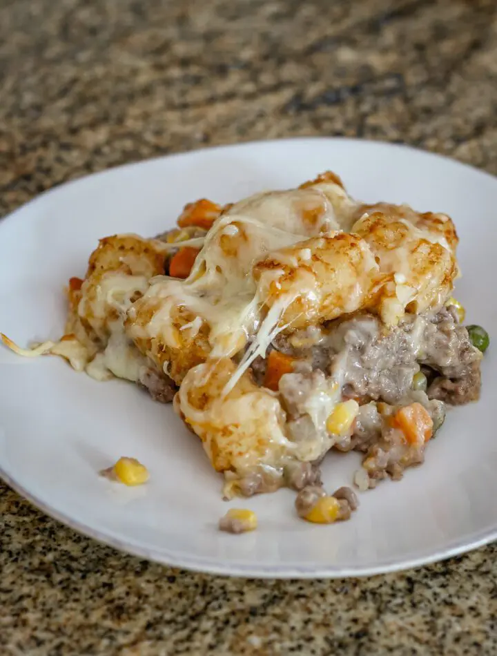 A plate of tater tot casserole