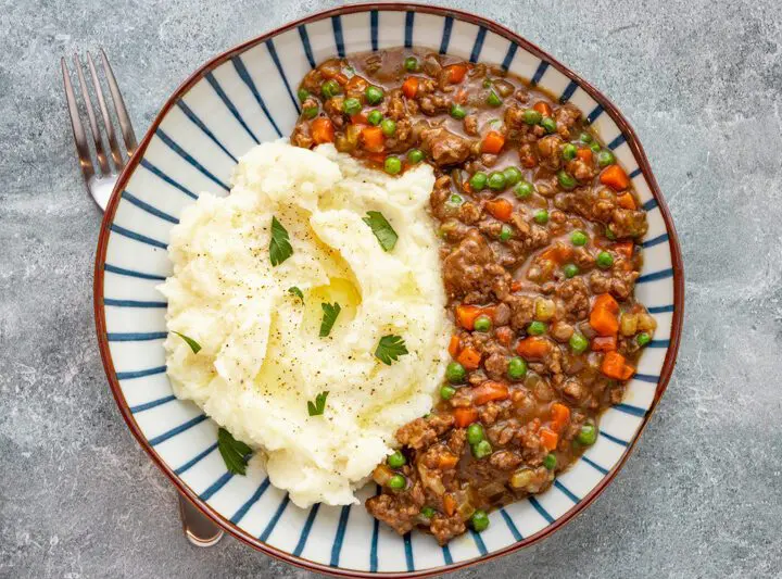 A plate of comforting mince and tatties, a popular Scottish dish.