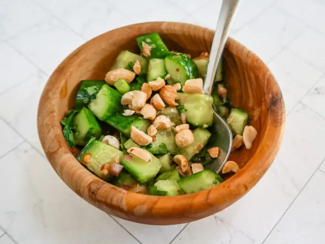 Serving of Thai cucumber salad