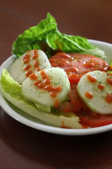 french dressing on a salad