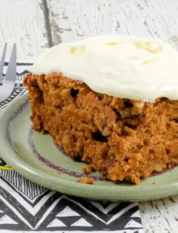 A slice of tomato soup cake