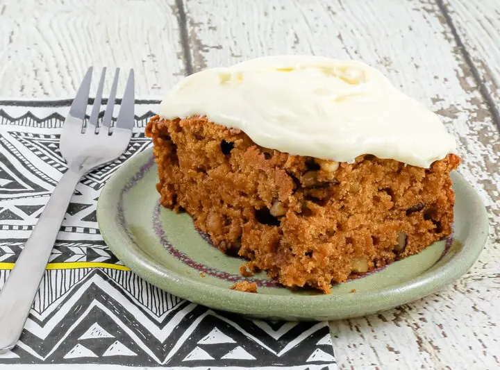 A slice of tomato soup cake