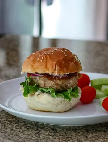 A turkey burger on a bun