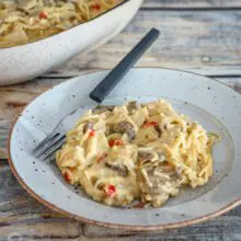 turkey tetrazzini on a plate