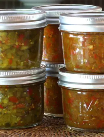 two kinds of tomato relish, including green tomato relish