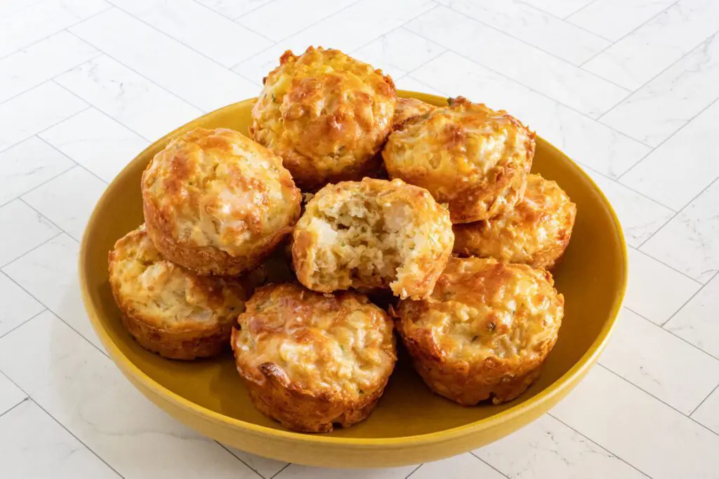 vidalia onion muffins in a serving bowl.