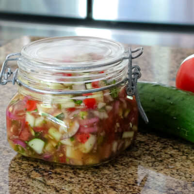 quick relish with cucumbers and tomatoes
