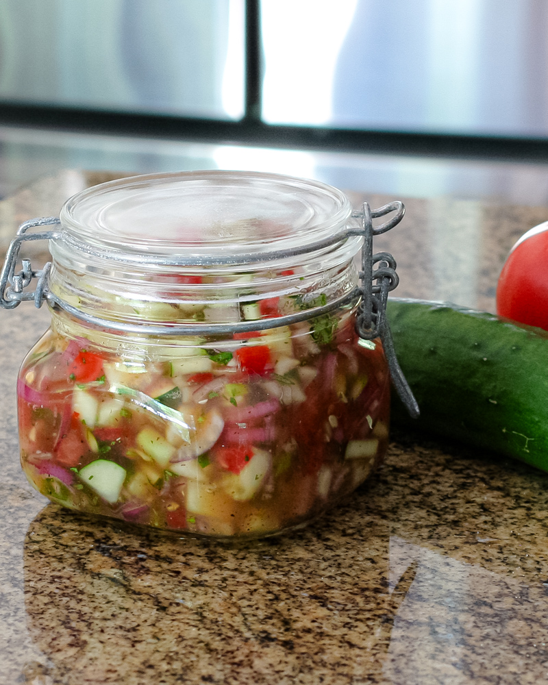 quick relish with cucumbers and tomatoes