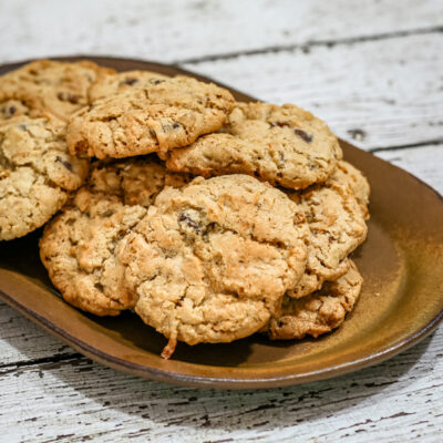 Ranger cookies in a dish.