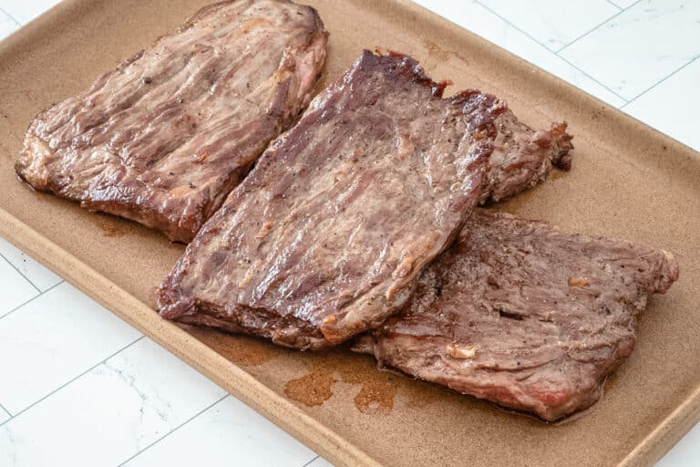 Steak for a Philly cheesesteak skillet recipe.