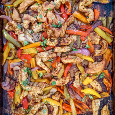 sheet pan fajitas, ready to serve