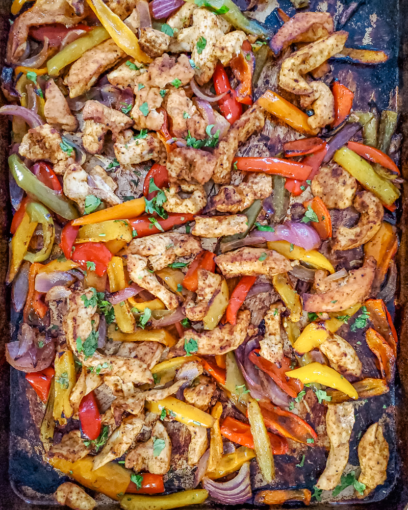 sheet pan fajitas, ready to serve