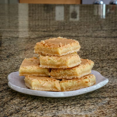chess squares stacked on a plate
