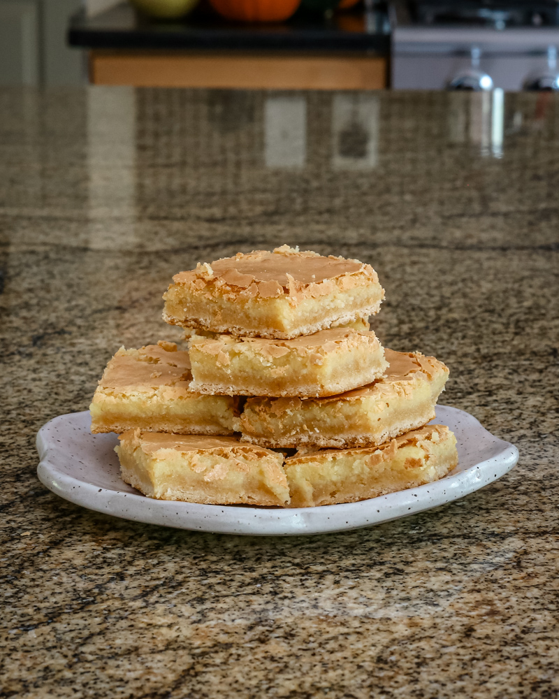 chess squares stacked on a plate