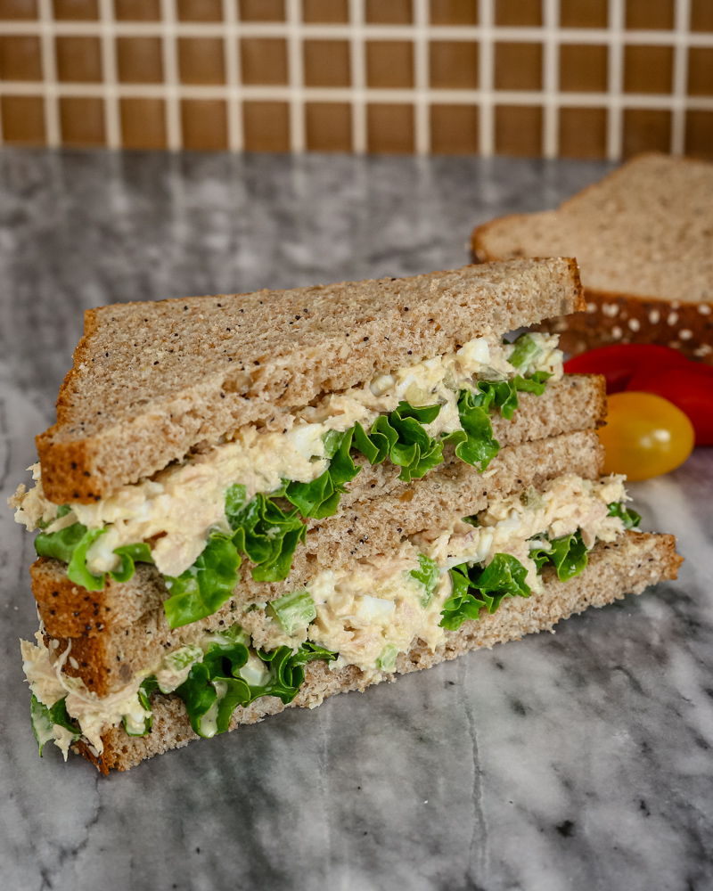 A southern style tuna sandwich with lettuce.