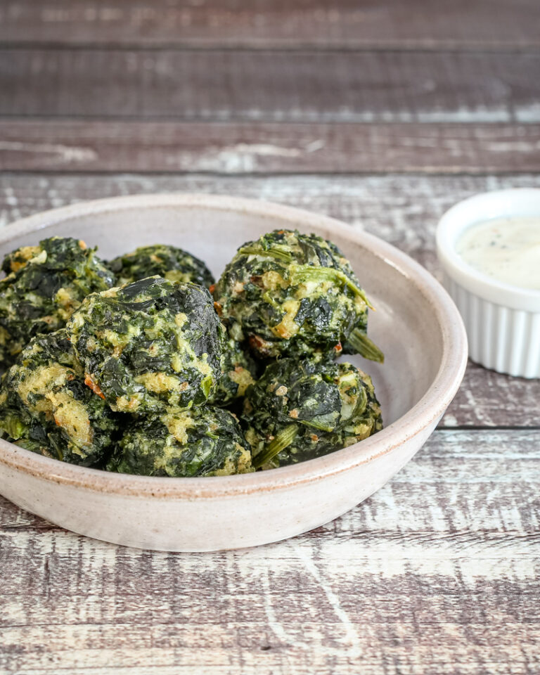spinach balls appetizer in a bowl