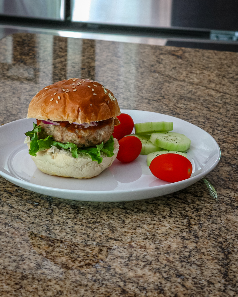 A turkey burger on a bun.