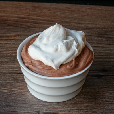 Mocha mousse dessert in a small bowl