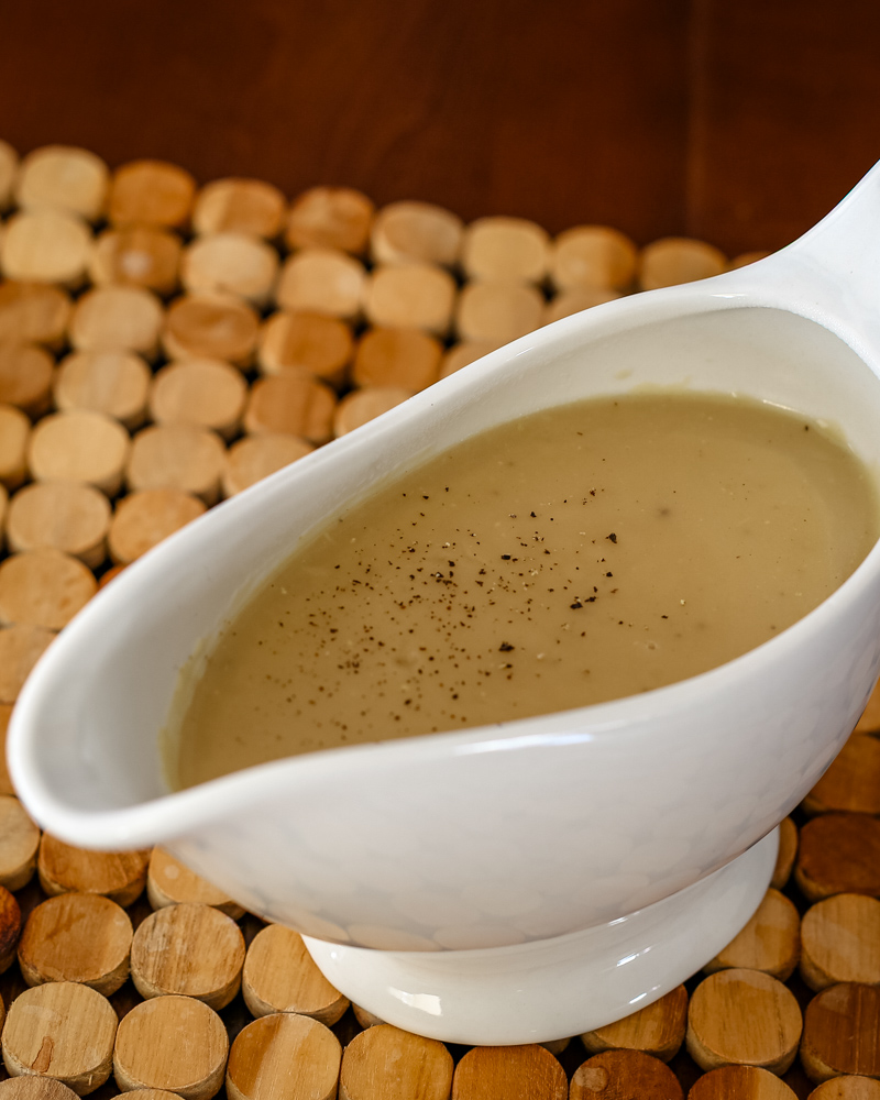 Quick gravy in a gravy boat