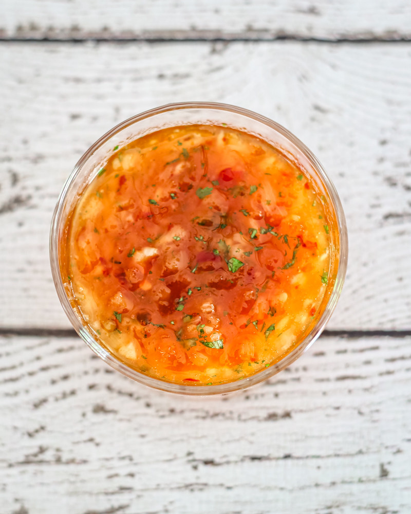 sweet and tangy dipping sauce in a small bowl