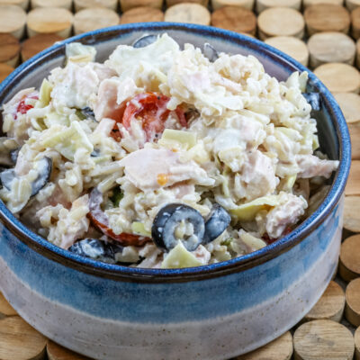 tuna and rice salad in a bowl